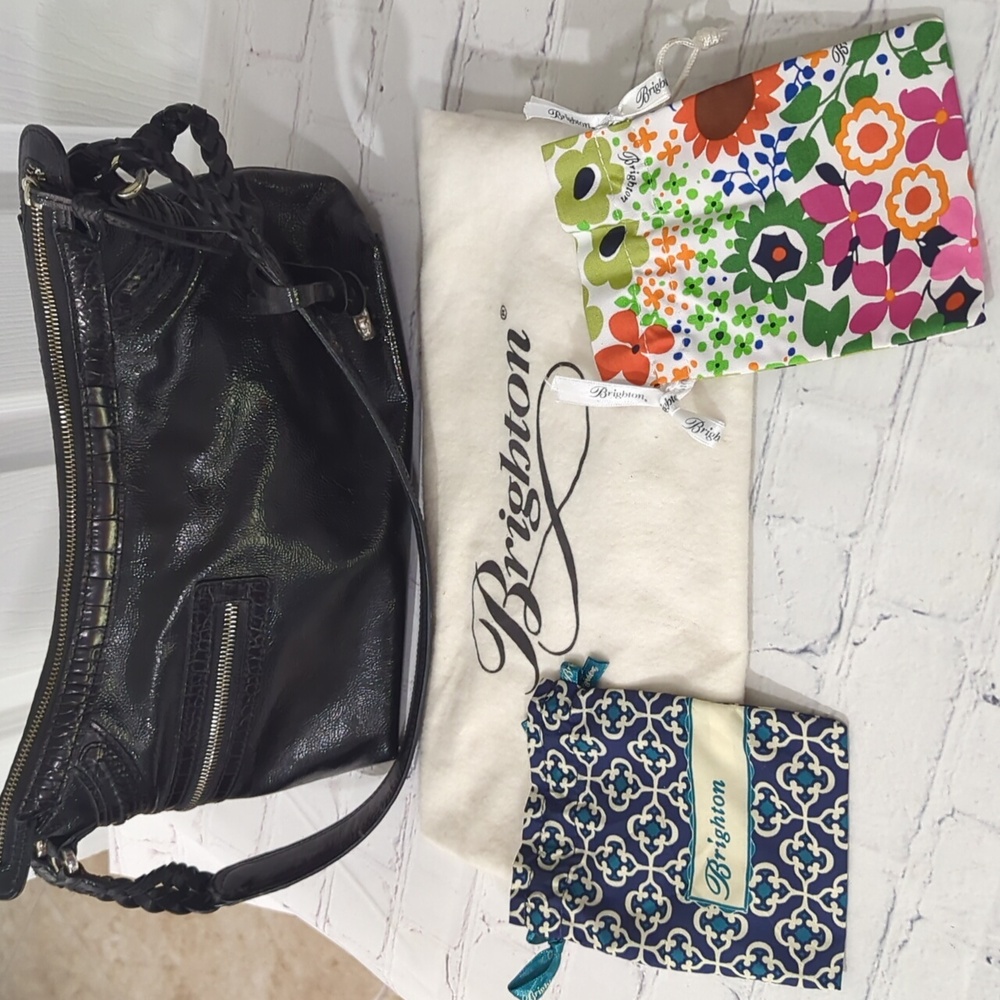 EUC BRIGHTON BLACK MEDIUM, ZIPTOP, MULTI POCKETS, SHOULDER BAG